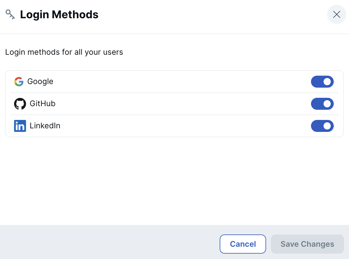 Social Login methods